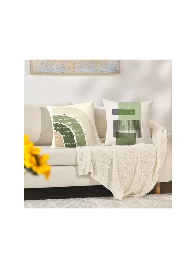 The Bros طقم أغطية وسائد خضراء 4 قطع (45×45 سم)، أغطية وسائد خارجية كلاسيكية، أغطية وسائد للحديقة للرجال والنساء، طقم أغطية وسائد من 4، أغطية وسائد خضراء فاتحة بأسلوب بوهيمي، أغطية وسائد خضراء للأريكة - Image 3