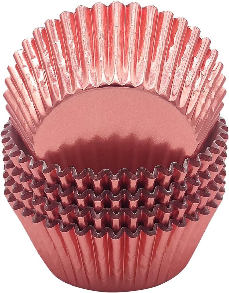 Mombake Standard Rose Gold Foil Cupcake Liners Muffin Baking Cups for Party and More, 100-Count - Image 1