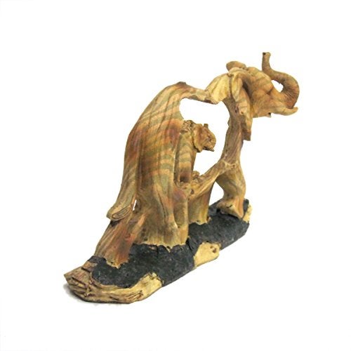 Ebros Gift Elephant and Baby Walking in The Wild Faux Wood Figurine - Image 3