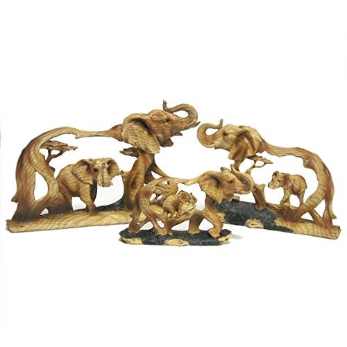 Ebros Gift Elephant and Baby Walking in The Wild Faux Wood Figurine - Image 5