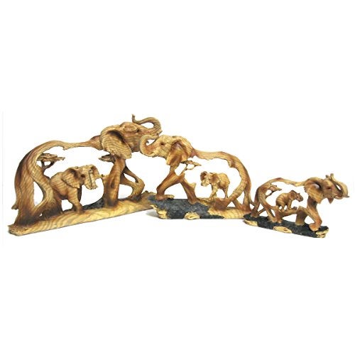 Ebros Gift Elephant and Baby Walking in The Wild Faux Wood Figurine - Image 4