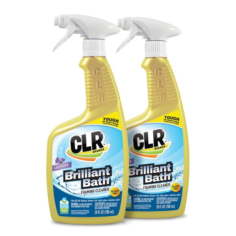 CLR Brilliant Bath Foaming Action Bathroom Cleaner Spray - For Use on Toilets, Baths, Showers, Sinks, Glass, Stainless Steel - Lavender Scent, 26 Ounce Bottle (Pack of 2) - Image 1