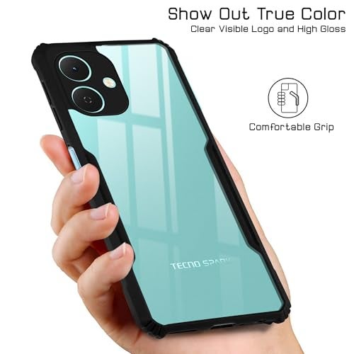 Jkobi Back Cover Case for Tecno Spark Go 2 (Shockproof with Polycarbonate Clear Panel | Professional Black) - Image 3