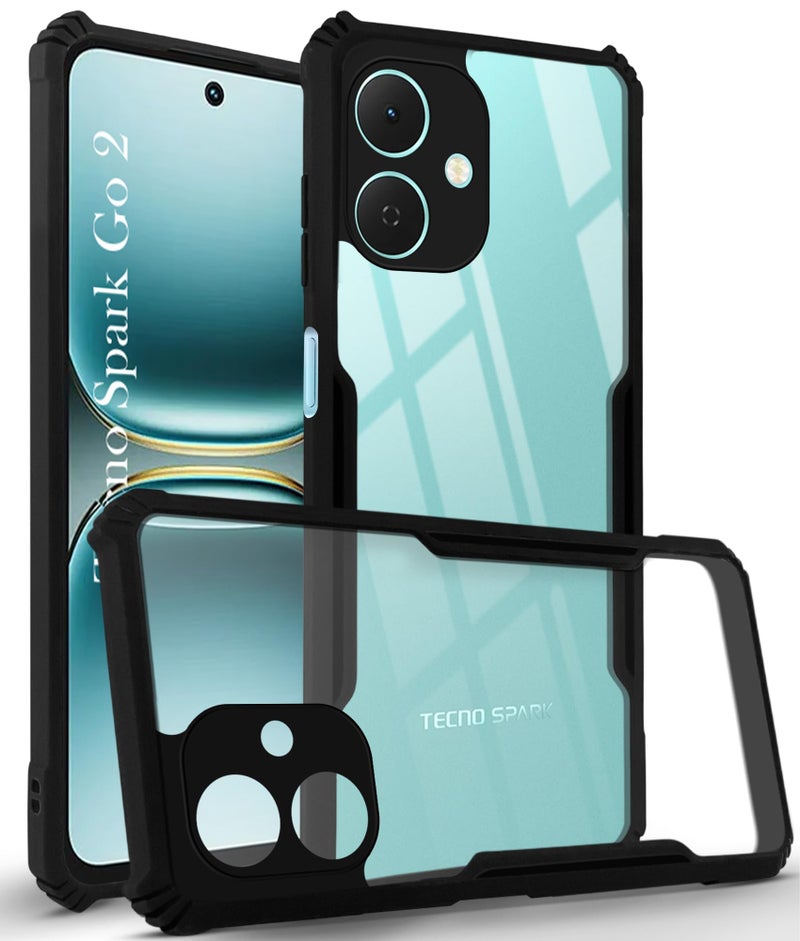 Jkobi Back Cover Case for Tecno Spark Go 2 (Shockproof with Polycarbonate Clear Panel | Professional Black) - Image 1