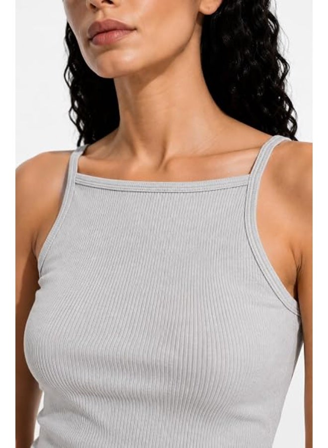 Nileton Women's Basic Ribbed Knit - Cotton Boat Neck Tank Top - Slim Fit Sleeveless Stretchy Fitted Casual Everyday Tank - Image 3
