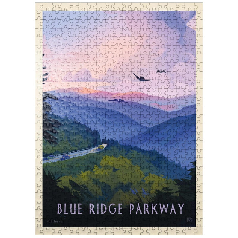 MyPuzzle.com MyPuzzle Blue Ridge Parkway Birds Eye View Vintage Poster Premium 500 Piece Jigsaw Puzzle for Adults - Image 3