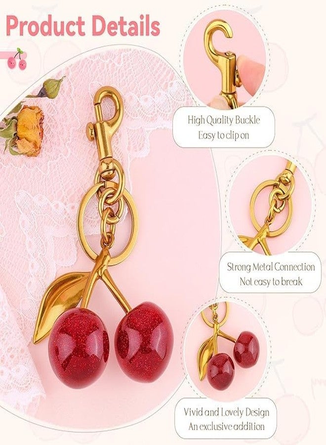 DHARNIX Cute Cherry Bag Charm Keychain - Stylish Metal Cherry Purse Charm for Handbags, Backpacks & Car Keys | A01 Cherry Charm Gift for Women & Girls - Image 4