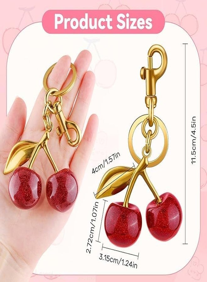 DHARNIX Cute Cherry Bag Charm Keychain - Stylish Metal Cherry Purse Charm for Handbags, Backpacks & Car Keys | A01 Cherry Charm Gift for Women & Girls - Image 3