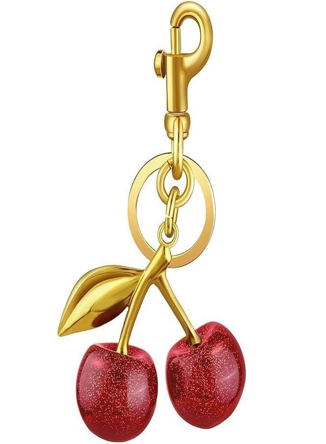 DHARNIX Cute Cherry Bag Charm Keychain - Stylish Metal Cherry Purse Charm for Handbags, Backpacks & Car Keys | A01 Cherry Charm Gift for Women & Girls - Image 2
