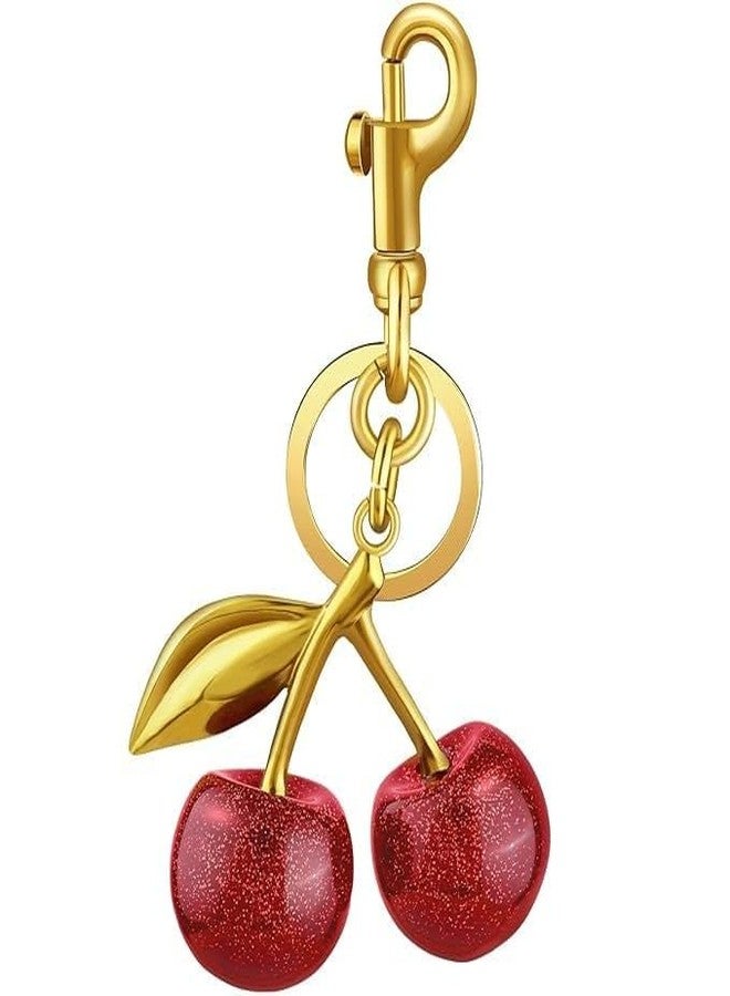 DHARNIX Cute Cherry Bag Charm Keychain - Stylish Metal Cherry Purse Charm for Handbags, Backpacks & Car Keys | A01 Cherry Charm Gift for Women & Girls - Image 1