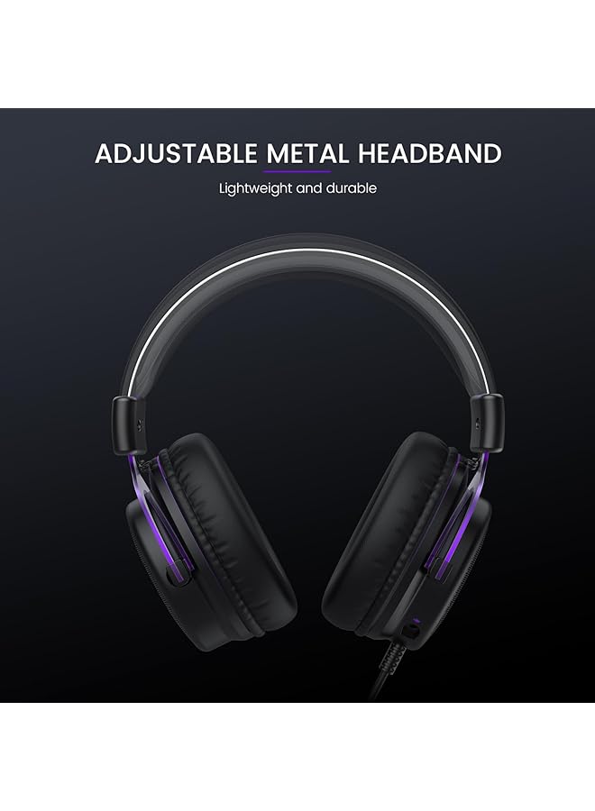 EKSA E900 Pc Gaming Headset Ps4 Headset Wired Gaming Headphones With Noise Cancelling Microphone Over Ear Headphones Compatible With Ps5/Ps4 Xbox One Pc Mac Computer Laptop (Purple) - Image 3