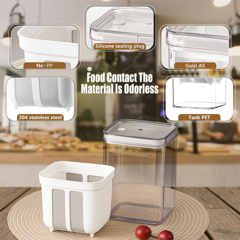 JD FRESH صانع الزبادي واللبن 1100 مل/منخل شبكي ناعم مع غطاء/أساسيات المنزل/لبن معلق/مثالي لصنع الزبادي في المنزل/فاصل مصل اللبن/لبن/جبن والمزيد 10.5x10.5x18.5 سم، أبيض - Image 4