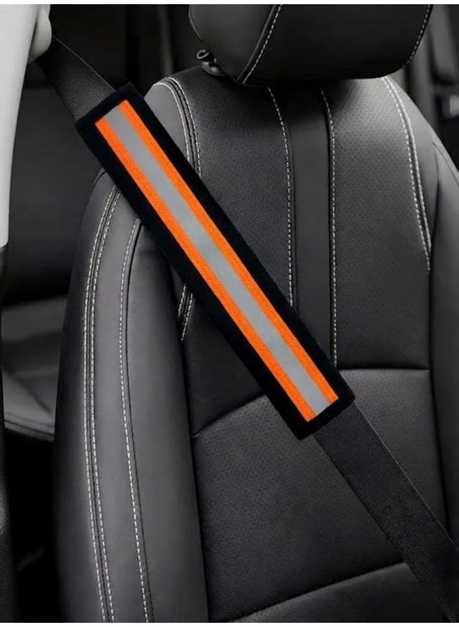 عام غطاء حماية حزام مقعد السيارة، قطعتان، مناسب لجميع أنواع السيارات (برتقالي) - Image 1