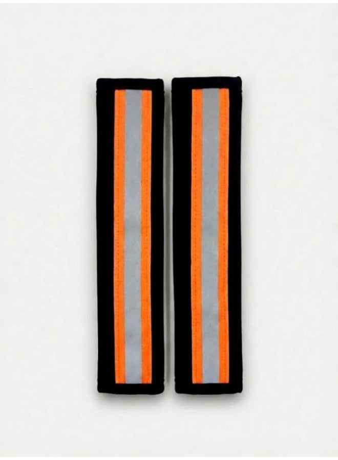 عام غطاء حماية حزام مقعد السيارة، قطعتان، مناسب لجميع أنواع السيارات (برتقالي) - Image 2