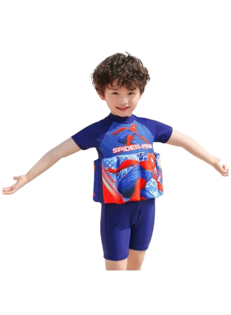 MARVEL Kids One-Piece Floatation Swimsuit Float Suit with Adjustable Buoyancy Bathing Suit Cartoon Short Sleeve Swimwear Jumpsuit, Size XXL(57x55cm) 