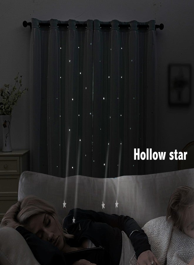 indistar Star Cutout Kids Window Blackout Curtains for Girl Bedroom Window Room Darkening Curtains & Drapes Baby Nursery Curtains (2 Panel,52Wx63L inch,Light Blue) - Image 3