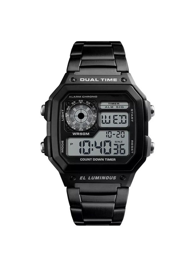 Shocknshop Shocknshop Digital Sports Square Black Dial Stainless Steel Strap Unisex Watch (Black Dial & Colored Strap) -WCH53  - Image 1