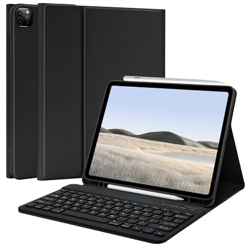 TQQ for iPad Air 13-inch (M3/M2, 2025/2024) & Pro 12.9 inch Case with Keyboard, Keyboard case for 12.9-inch iPad Pro 6th/5th Gen - with Pencil Holder for iPad Air 13-inch/iPad Pro 12.9 (Black) - Image 1