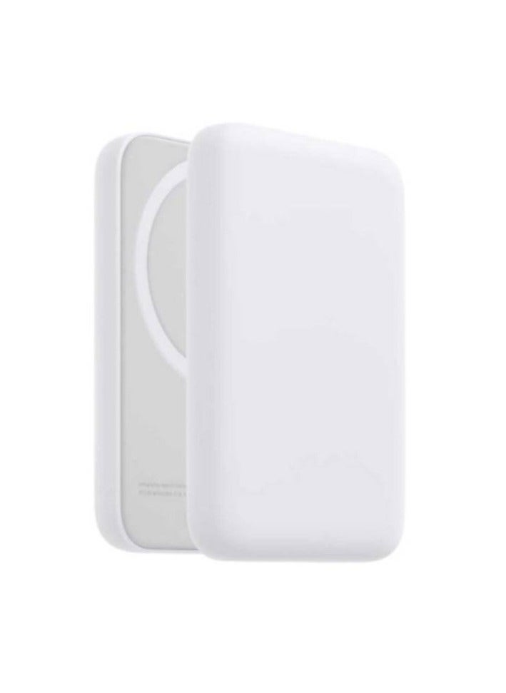 Raxoom - 5000 mAh Battery Pack Magsafe 5000mAh Wireless Portable Charger USB C On The Side Magnetic Power Bank White - Image 1
