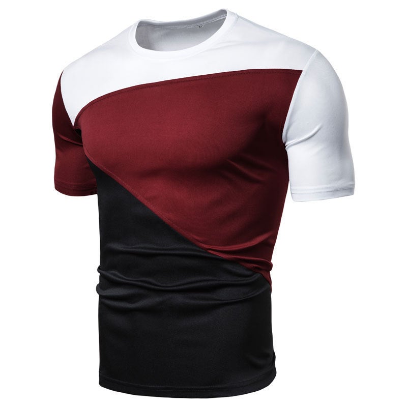 new men's short-sleeved T-shirt stitching round neck men's shirt summer short-sleeved shirt - Image 3