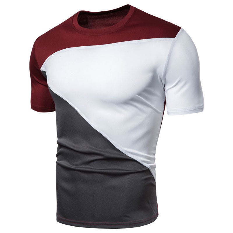 new men's short-sleeved T-shirt stitching round neck men's shirt summer short-sleeved shirt - Image 5