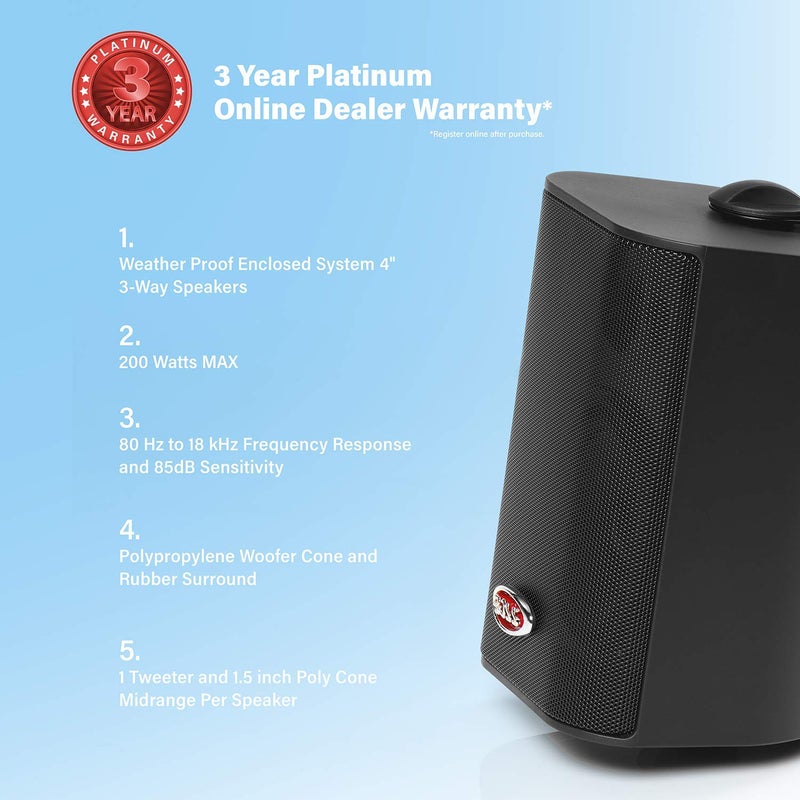 BOSS Audio Systems MR4.3B 200 Watt Per Pair, 4 Inch, Full Range, 3 Way Weatherproof Marine Speakers Sold in Pairs - Image 3