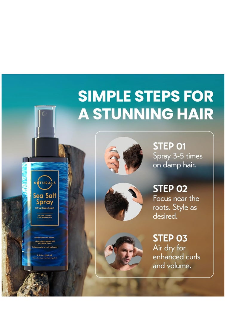 O Naturals - O Naturals Sea Salt Spray for Men - 8 oz, Citrus Ocean Splash - Hair Texturizing & Wavy Hair Product - Image 1