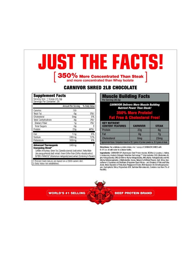 MUSCLEMEDS Carnivore Shred Fat Burning Beef Protein Isolate Chocolate Flavor 28 Servings  - Image 2
