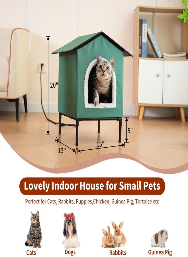 EursurePet Elevated Heated Cat House for Outdoor Cat in Winter,Winter Heated Shelter for Outside Feral Cat, Insulated Feral Cat House, Warm Home for Outside Stray Barn Cat (Green, Medium) - Image 5