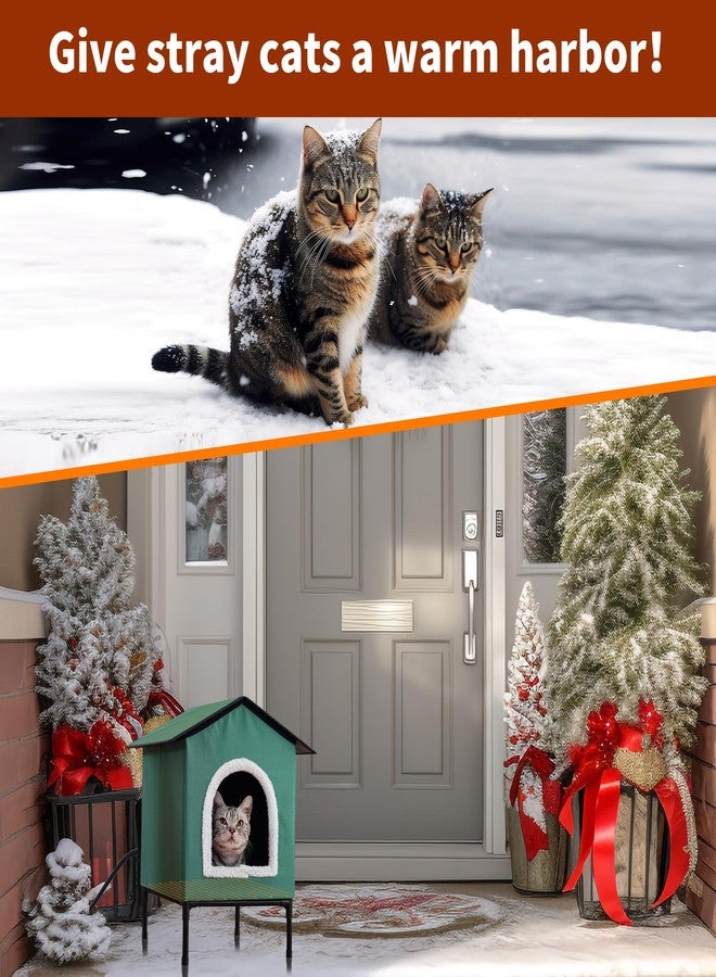 EursurePet Elevated Heated Cat House for Outdoor Cat in Winter,Winter Heated Shelter for Outside Feral Cat, Insulated Feral Cat House, Warm Home for Outside Stray Barn Cat (Green, Medium) - Image 4