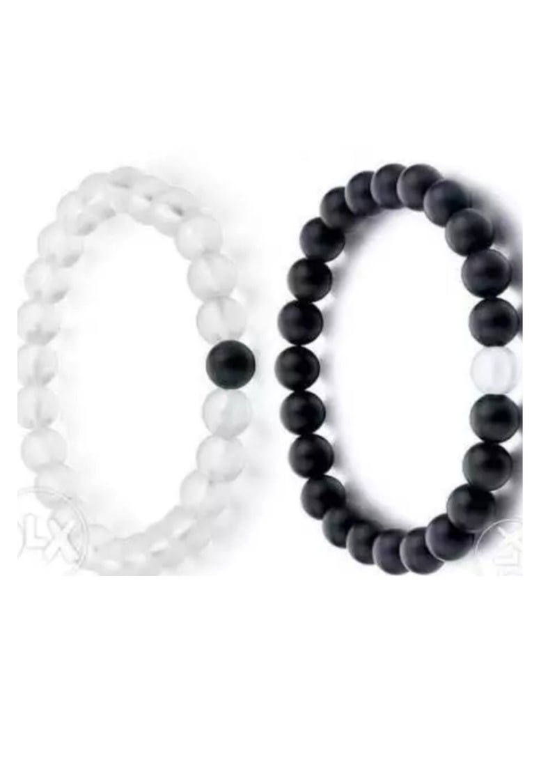 RA accessories Unisex Couple Bracelet Of  Transparent & Black Onyx-Two Pieces - Image 1