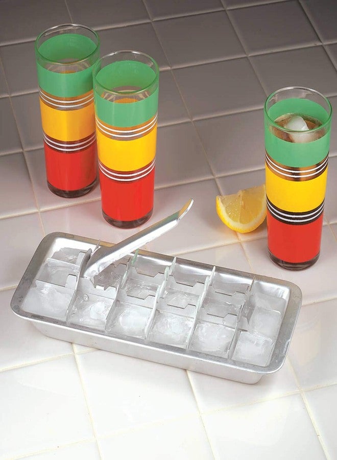 Fox Valley Traders Vintage Kitchen Aluminum Metal Ice Cube Trays, Set of 2 - Each Tray Features 18 Slot Ice Cube Maker with Easy Release Handle - Image 2