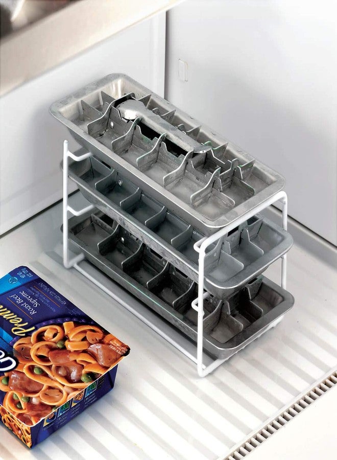 Fox Valley Traders Vintage Kitchen Aluminum Metal Ice Cube Trays, Set of 2 - Each Tray Features 18 Slot Ice Cube Maker with Easy Release Handle - Image 3