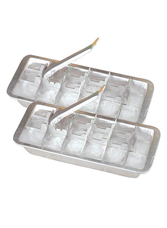 Fox Valley Traders Vintage Kitchen Aluminum Metal Ice Cube Trays, Set of 2 - Each Tray Features 18 Slot Ice Cube Maker with Easy Release Handle - Image 1
