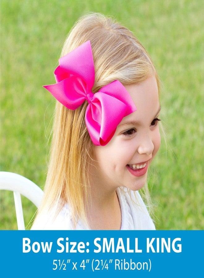 Wee Ones Girls' Grosgrain Hair Bow with Scalloped Edge Faux Velvet Overlay, Small King, Navy - Image 2