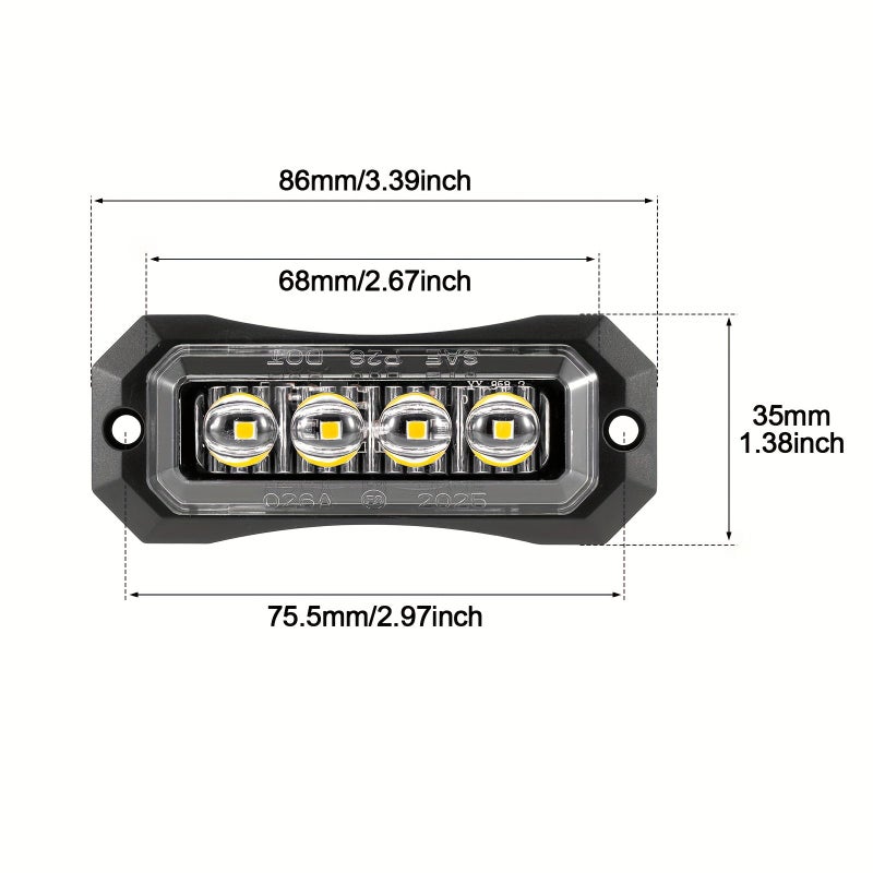 2pcs White 4LED Car Truck Side Marker Lights 12 24V Lens Lights - Image 2