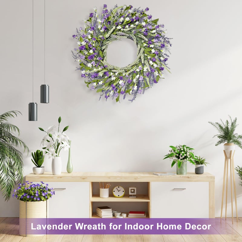 Artgar 26 Inch Spring Wreaths for Front Door, Spring Summer Lavender Paper Flower Wreaths for Home Farmhouse Windows Walls Porch Wedding Indoor Outdoor Decor for All Seasons (Purple) - Image 5
