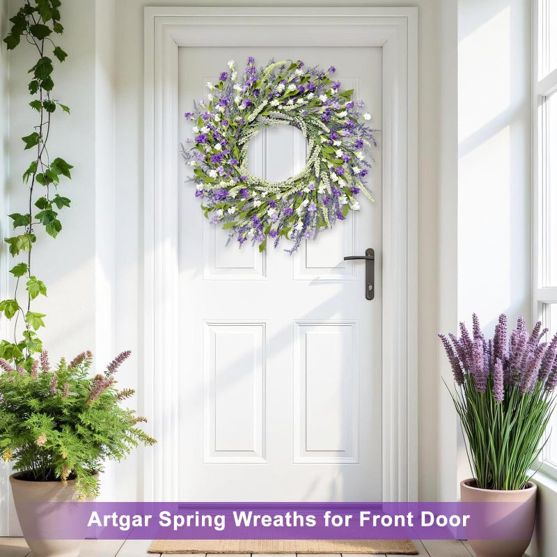 Artgar 26 Inch Spring Wreaths for Front Door, Spring Summer Lavender Paper Flower Wreaths for Home Farmhouse Windows Walls Porch Wedding Indoor Outdoor Decor for All Seasons (Purple) - Image 4
