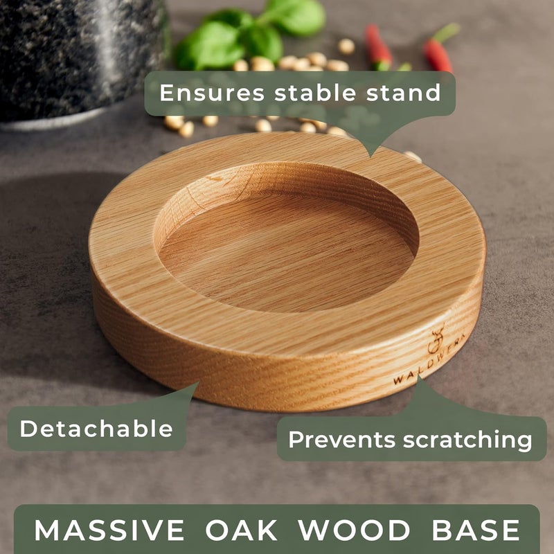WALDWERK Mortar and Pestle - Mortar and Pestle Set with Anti-Scratch Oak Wood Base - Mortar with Extra Large Pestle Made of Natural Granite - Large Mortar and Pestle - Ideal for Guacamole - Image 3