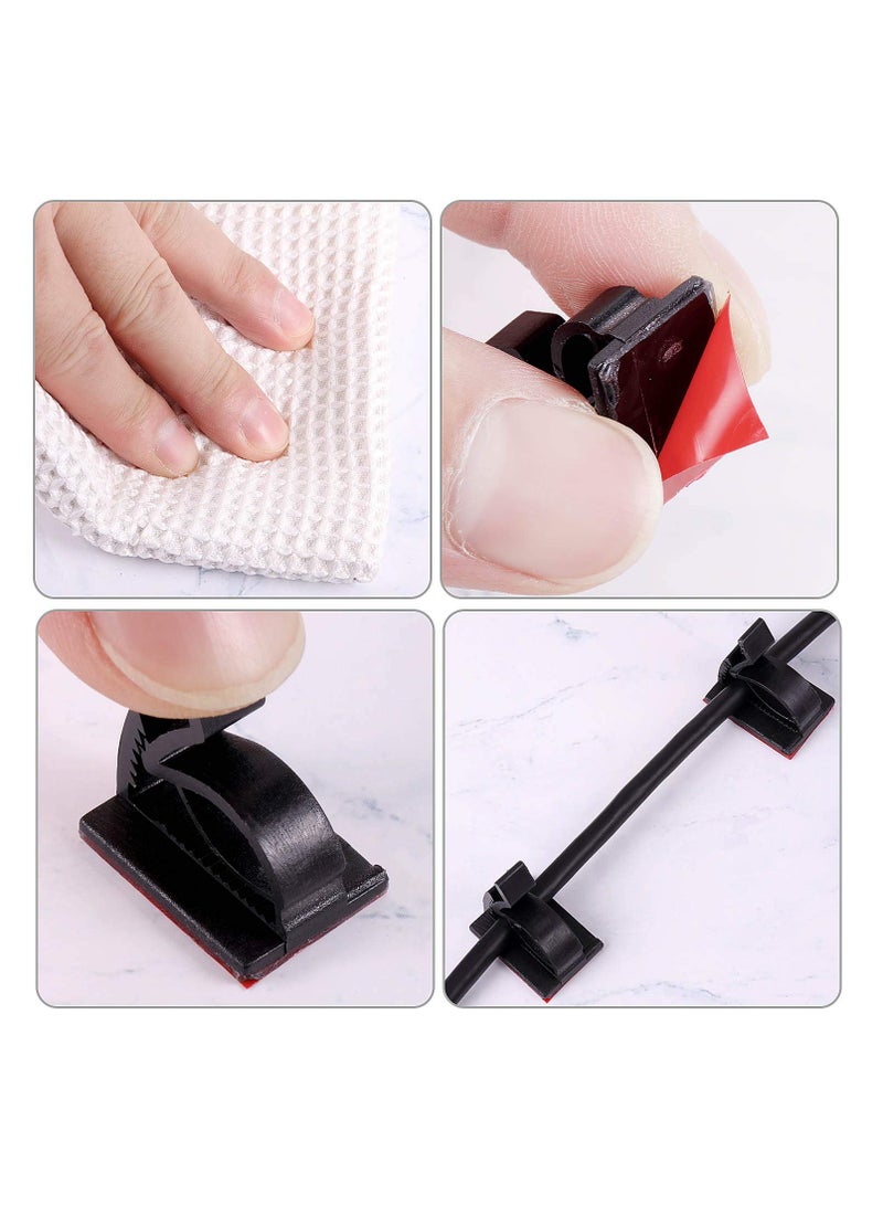 SYOSI 120 Pieces Outdoor Cable Clips Adhesive Cable Management Clips Sticky Wire Clips Cord Holder Cable Hooks Organizers for Christmas Fairy Hanging Light Home Decoration (Black,Medium) - Image 3