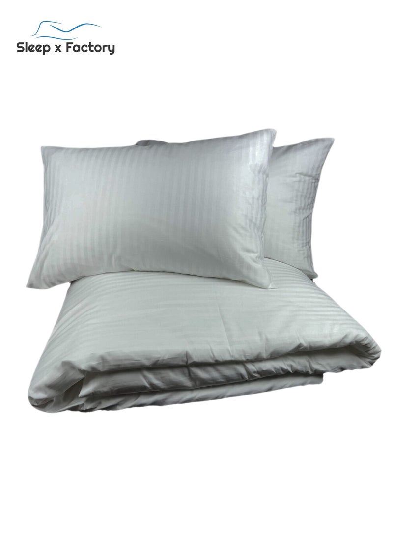 Sleep x Factory 7-Piece Hotel-Style Grey Comforter Set – 150×200 cm – Double Size – Soft Microfiber – Stripe Design - Image 4