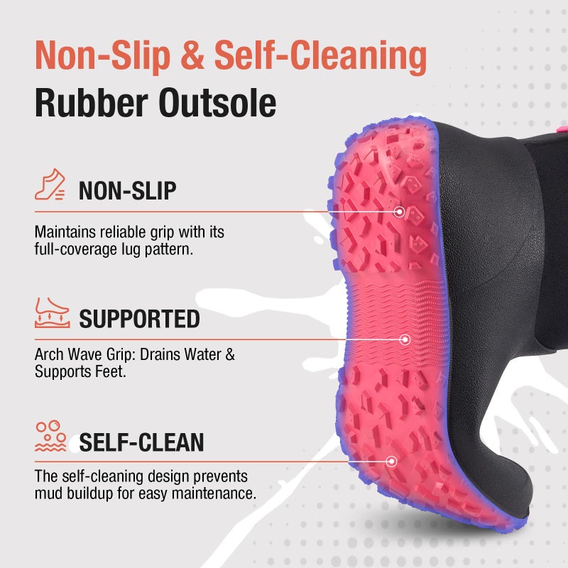 HISEA Women's Rubber Boots Waterproof, Ankle Rain Boots Insulated Neoprene Mud Boots, Anti-Slip Outdoor Work Shoes for Hunting Gardening Farming Yard Working - Image 5