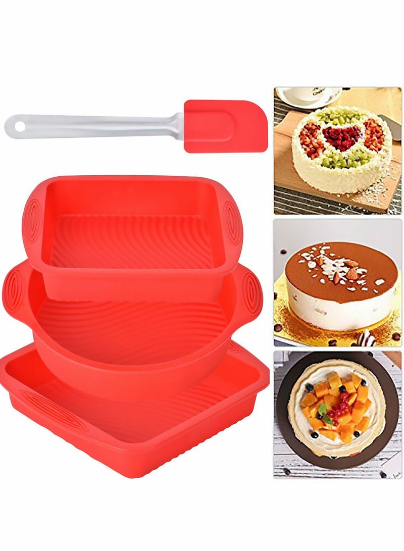 Bread Baking Mould and Loaf Tin, Set of 3 Non-Stick Silicone Moulds Including Cake Bread/Toast Spatula for Homemade Cakes, Breads, Meatloaf Quiche - Image 1