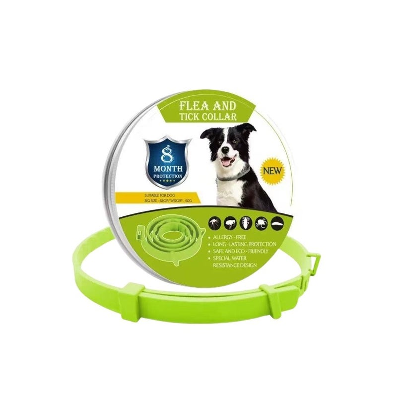 Flea & Tick Collar for Dogs , Waterproof and Adjustable, Natural Formula, Safe and Eco-Friendly, Lightweight Collar for Dogs and Puppies, Flea Collar for Dogs,Light green,62cm - Image 1