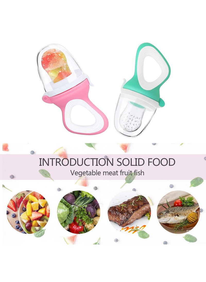 HW 2 PCs Baby Food Fruit Feeder Pacifier with 3 PCs Replacement Silicone Pouches Fresh Food Teething Toy for Toddlers Infant  - Image 5