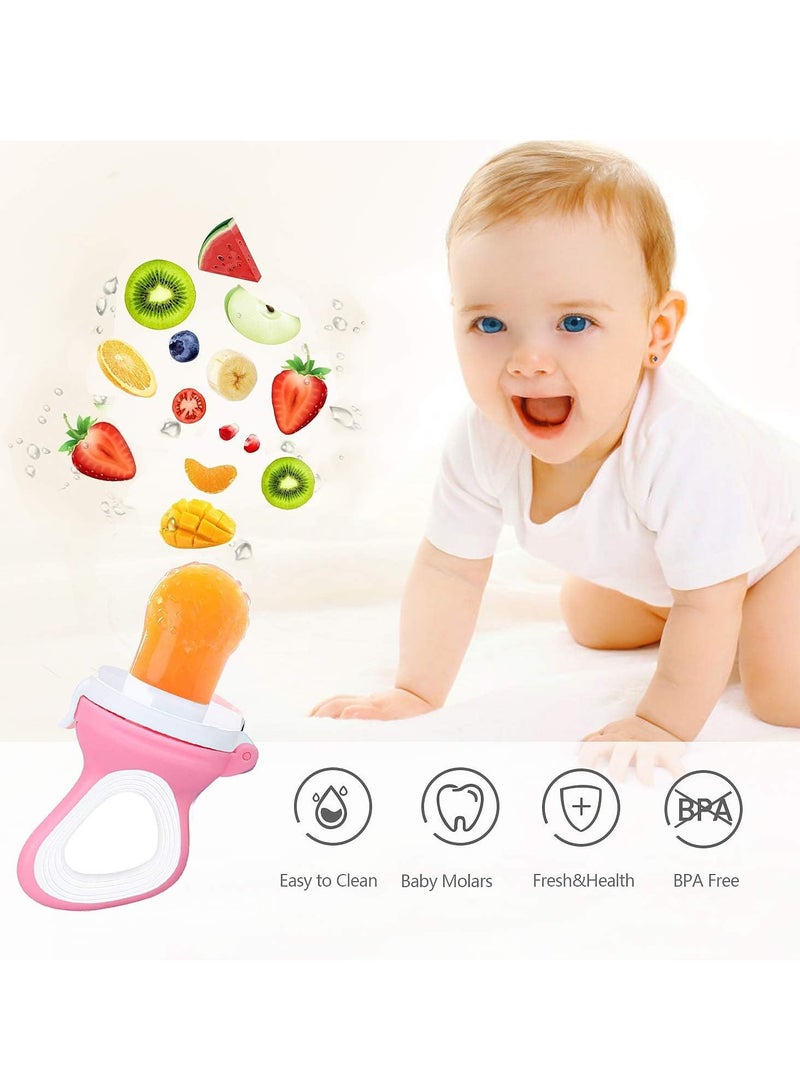 HW 2 PCs Baby Food Fruit Feeder Pacifier with 3 PCs Replacement Silicone Pouches Fresh Food Teething Toy for Toddlers Infant  - Image 2