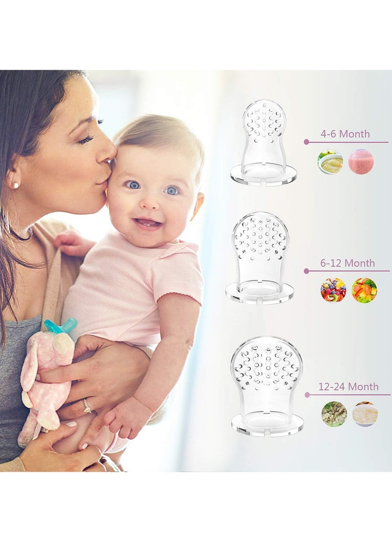 HW 2 PCs Baby Food Fruit Feeder Pacifier with 3 PCs Replacement Silicone Pouches Fresh Food Teething Toy for Toddlers Infant  - Image 3