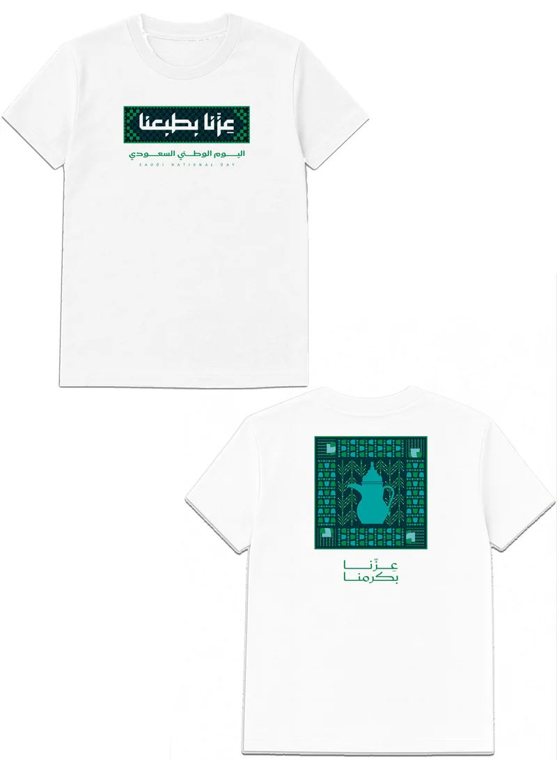Lowha Cotton T-Shirt for Men & Women with Saudi National Day Celebration Design Printed on Both Sides