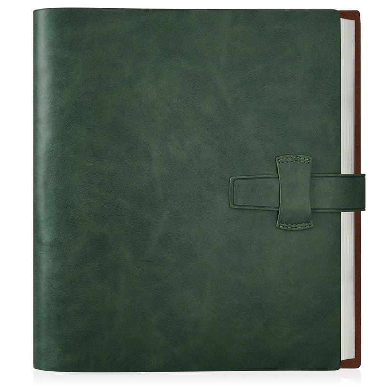 Artmag Photo Album 4x6 200 Photos Thick Leather Cover Picture Album with 30 PCS Kraft Writing Paper Holds 200 Horizontal Photos for Family Wedding Anniversary Dark Green