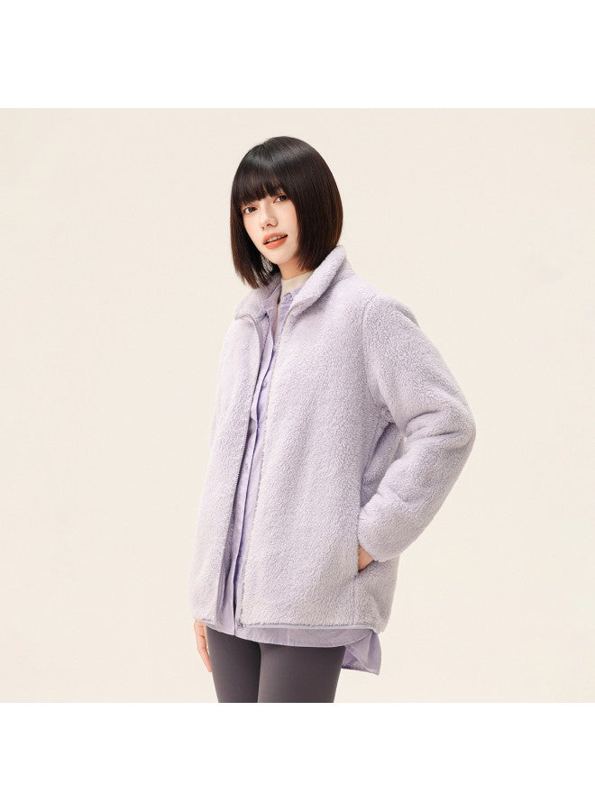 Flying in the snow New Autumn/winter Short Stand Collar Enlarged Pocket Unisex Coral Fleece Jacket - Image 5